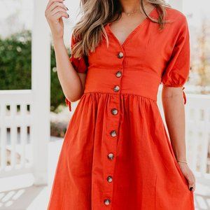 Linen Blend Summer Button-down dress